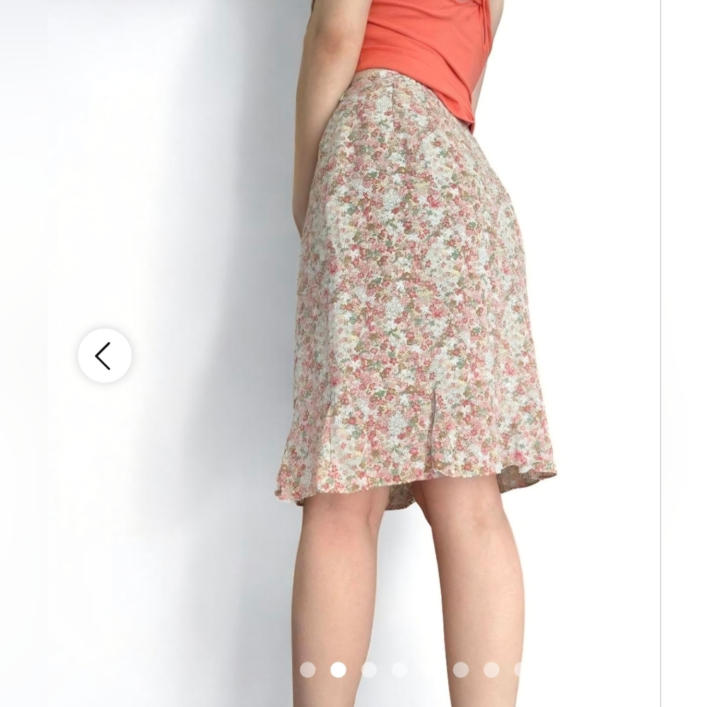 ​100% SILK Talbots Floral Midi Skirt - Luxe Flowy Silk - Size 10